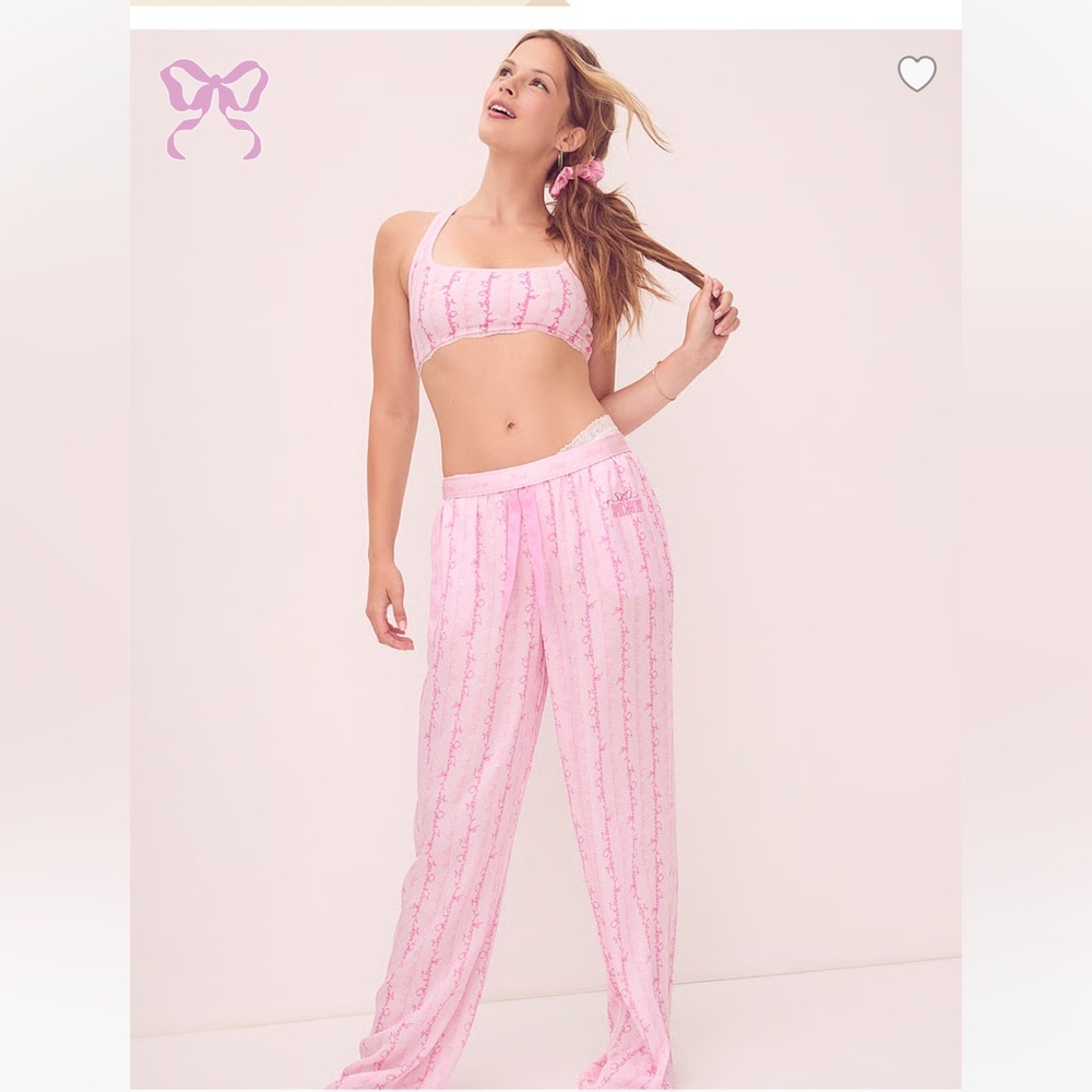PINK X LOVESHACKFANCY SILKY SLEEP PANTS